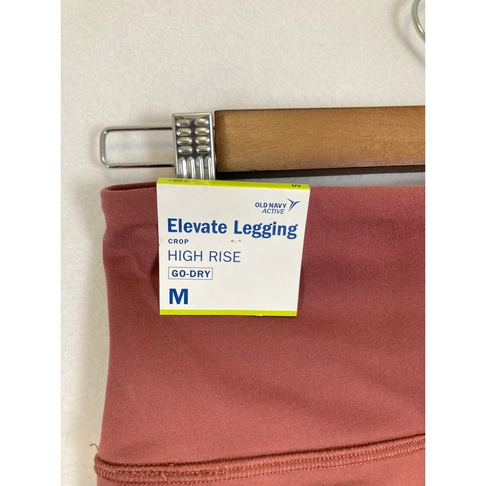 Athletic Old Navy Girls M Terracotta Rose Elevate High Rise Go-Dry Crop Leggings